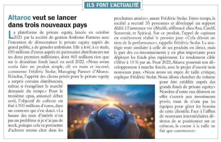 Funds Magazine article de presse sur Altaroc